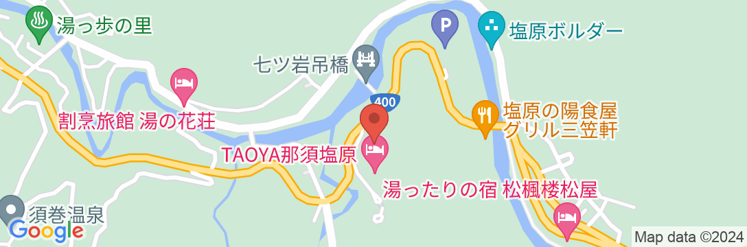 亀の井ホテル 塩原の地図
