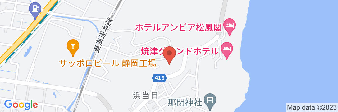 亀の井ホテル 焼津の地図