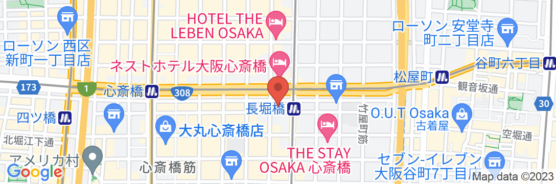 ベストウェスタン ホテルフィーノ大阪心斎橋の地図