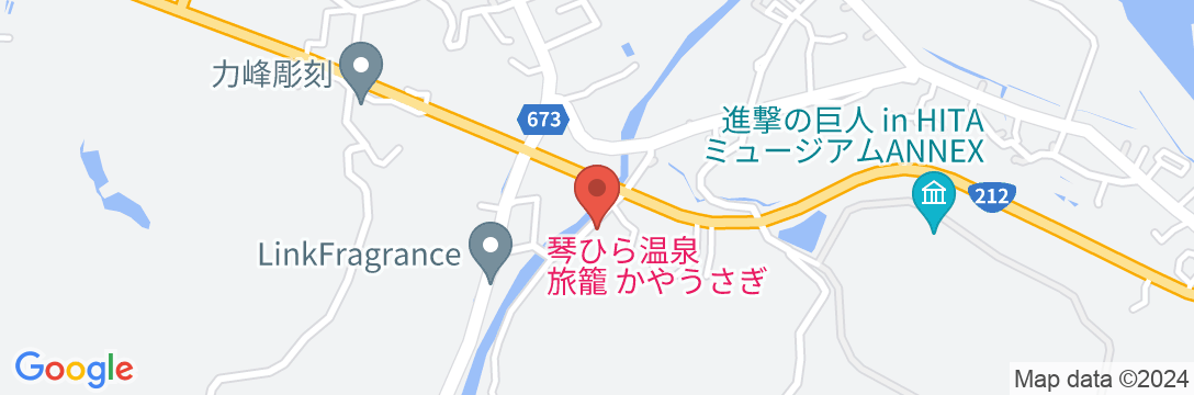 日田 琴平温泉 旅籠かやうさぎの地図