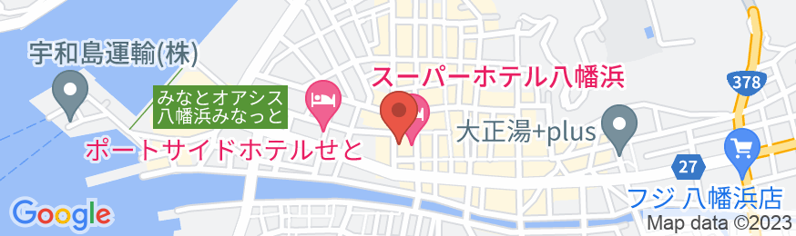 天然温泉「みかんの湯」スーパーホテル八幡浜の地図