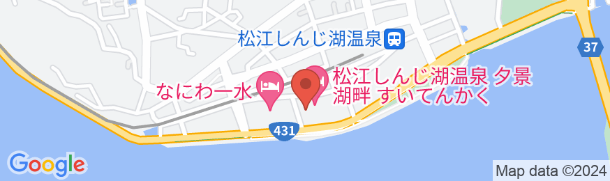 松江しんじ湖温泉 夕景湖畔 すいてんかくの地図