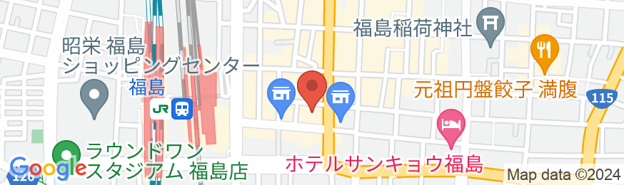 ホテルクラウンヒルズ福島駅前(BBHホテルグループ)の地図