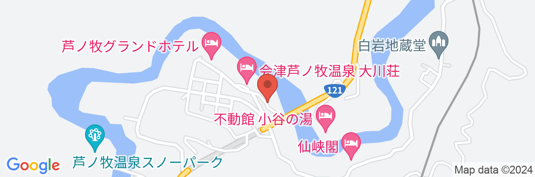 会津芦ノ牧温泉 大川荘の地図