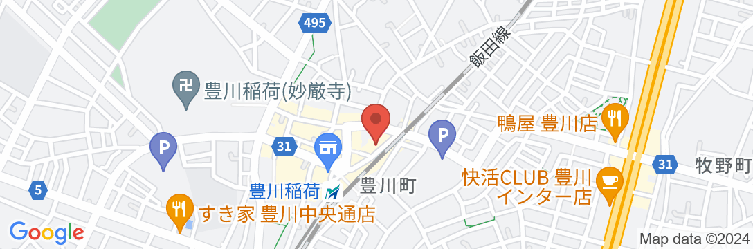 ホテルクラウンヒルズ豊川駅前(BBHホテルグループ)の地図