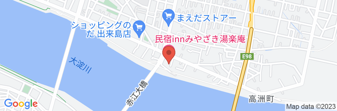 民宿 inn みやざき 湯楽庵の地図