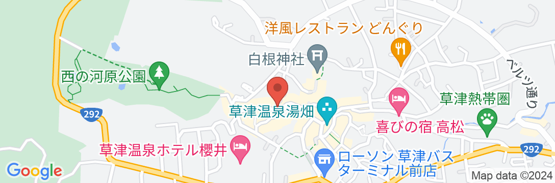 草津温泉 源泉・大日の湯 極楽館の地図
