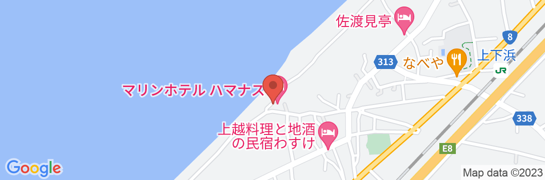 上下浜温泉 柿崎マリンホテルハマナスの地図