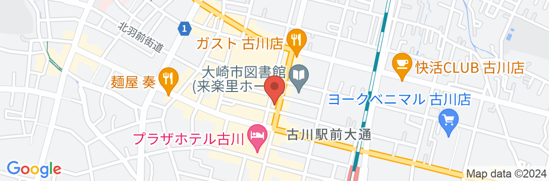 ホテル古川ヒルズ 古川駅前(BBHホテルグループ)の地図