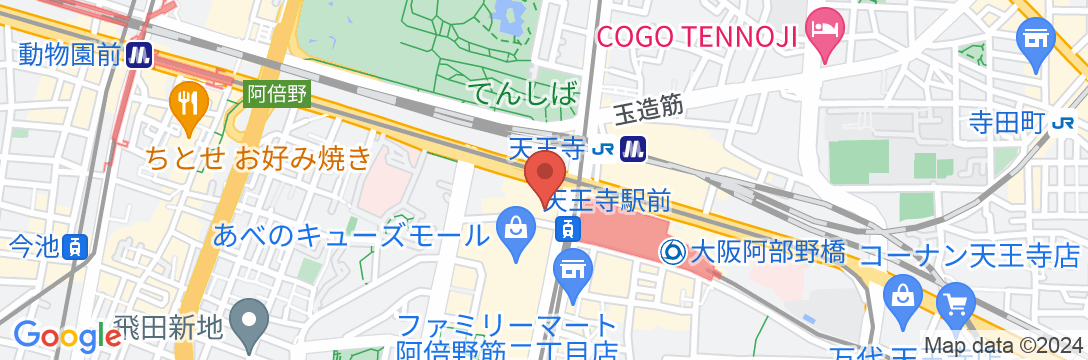ホテルトラスティ大阪阿倍野の地図