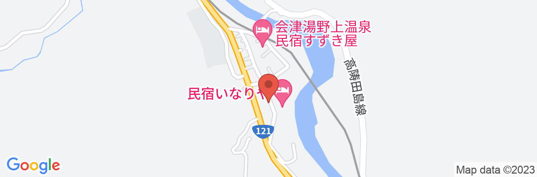 会津湯野上温泉 ぬくもりのいろり宿 民宿いなりやの地図