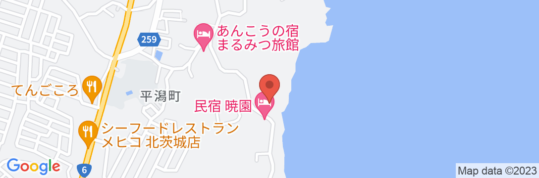 平潟港温泉 民宿 暁園の地図