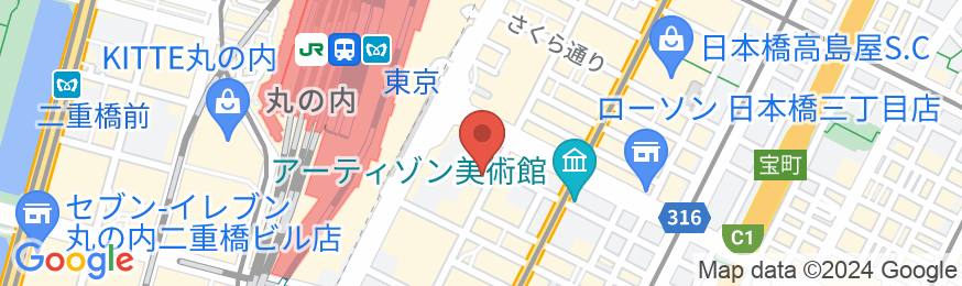 高濃度炭酸泉 八重桜の湯 スーパーホテルPremier東京駅八重洲中央口の地図