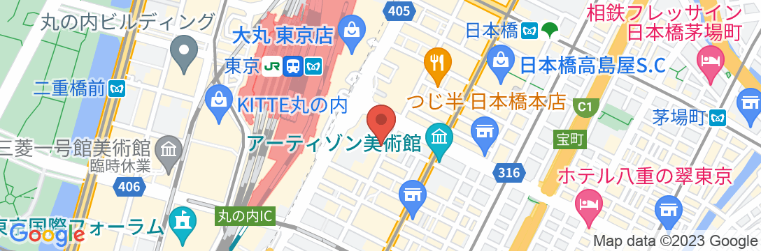 高濃度炭酸泉 八重桜の湯 スーパーホテルPremier東京駅八重洲中央口の地図