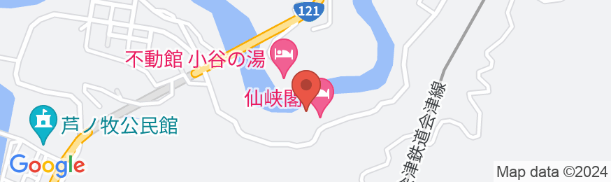 自家源泉かけ流しの宿 会津芦ノ牧温泉 仙峡閣の地図