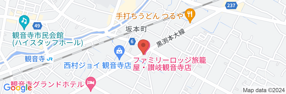 ファミリーロッジ旅籠屋・讃岐観音寺店の地図