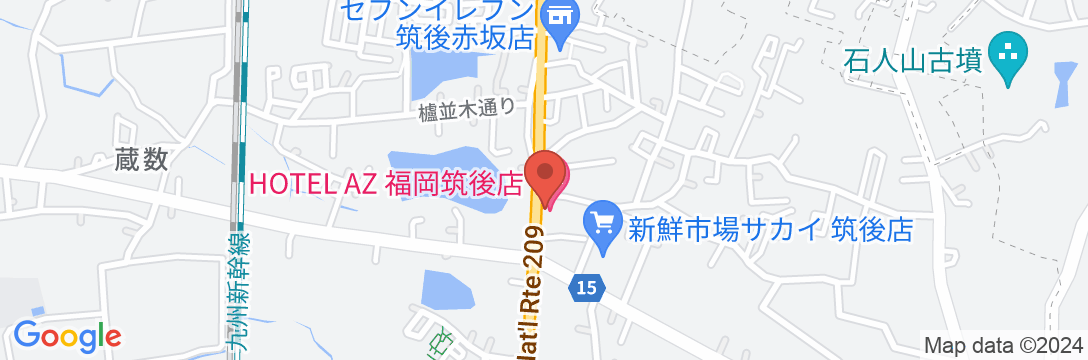 HOTEL AZ 福岡筑後店の地図