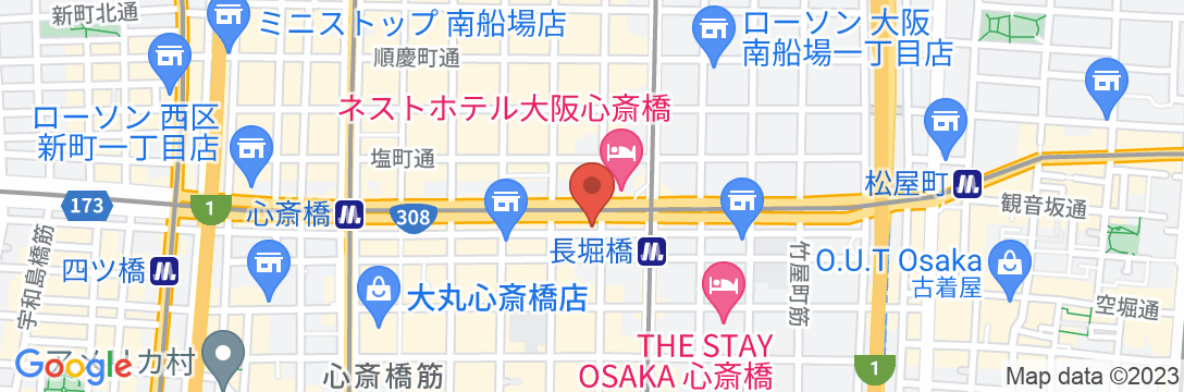 ホテルモーニングボックス大阪心斎橋の地図