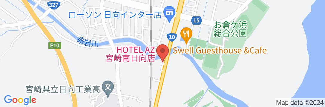HOTEL AZ 宮崎南日向店の地図