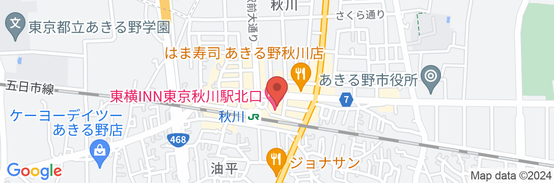 東横INN東京秋川駅北口の地図