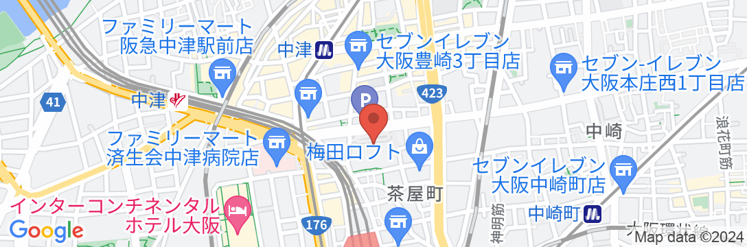 ホテル阪急インターナショナルの地図