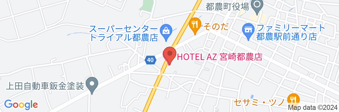 HOTEL AZ 宮崎都農店の地図
