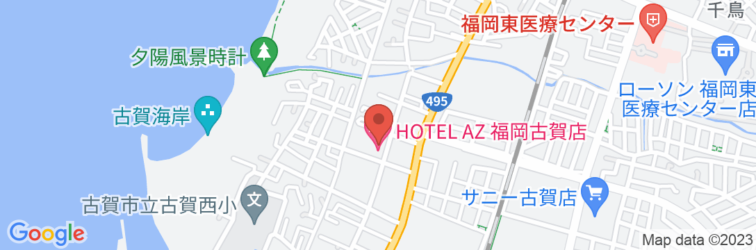 HOTEL AZ 福岡古賀店の地図