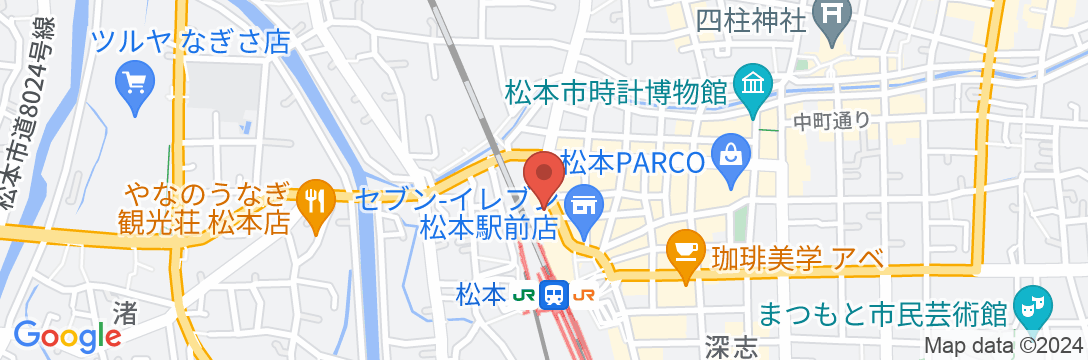松本駅から一番近い大浴場のある ホテルニューステーション<長野県>の地図