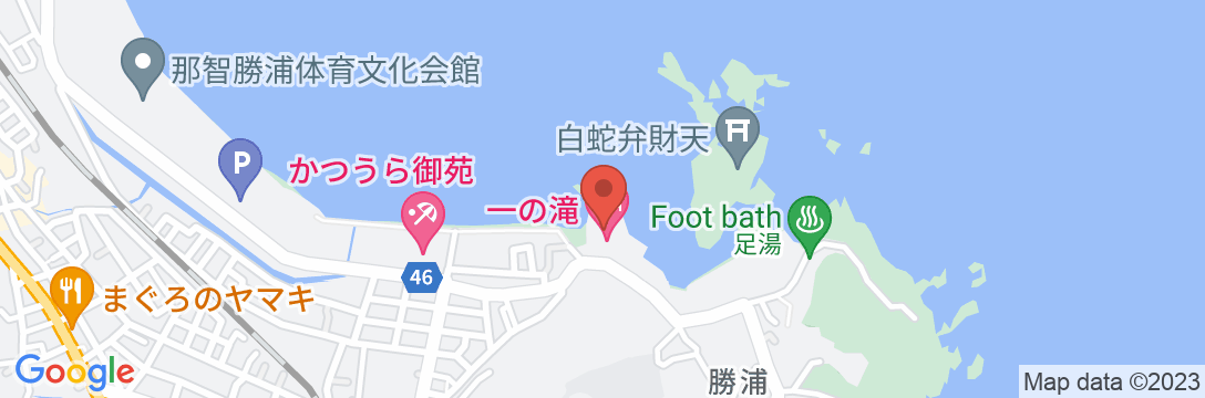 勝浦温泉 海のホテル 一の滝の地図