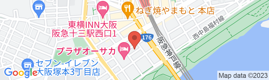 ホテル サクラスイート大阪十三の地図