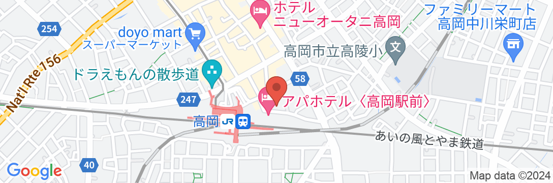 ホテルルートイン高岡駅前の地図