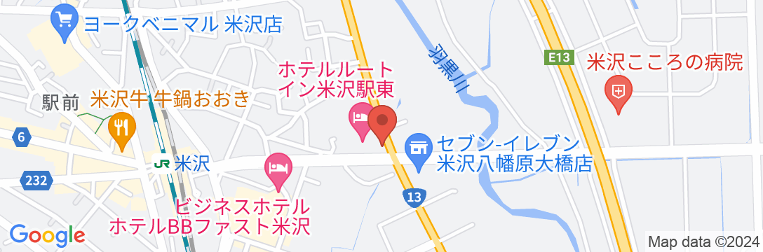 ホテルルートイン米沢駅東の地図