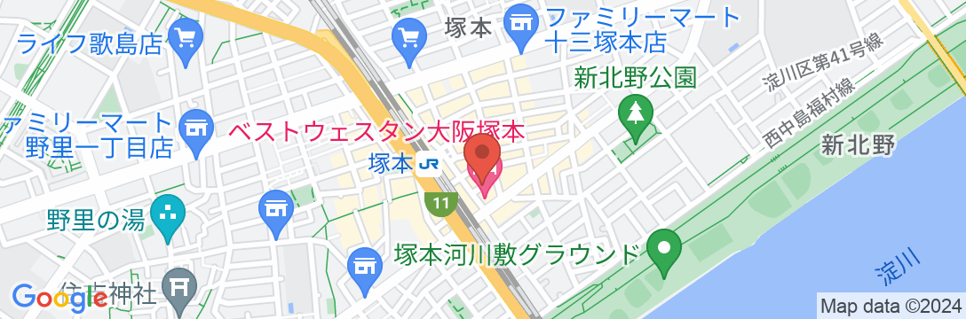 ベストウェスタン大阪塚本の地図