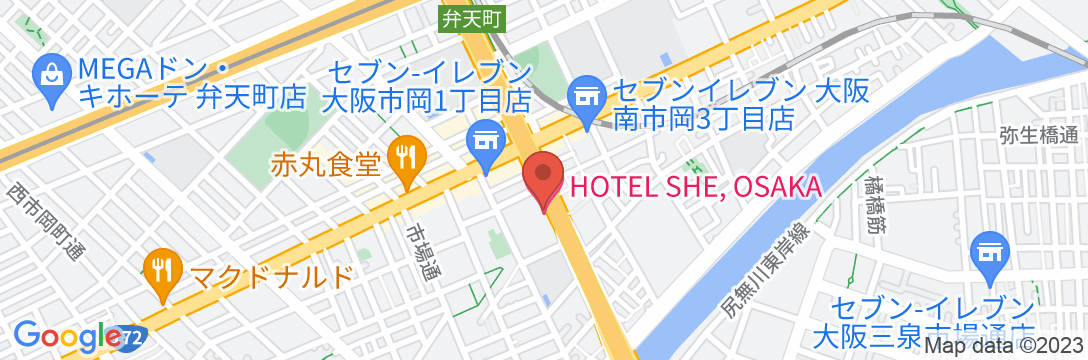 HOTEL SHE,OSAKAの地図