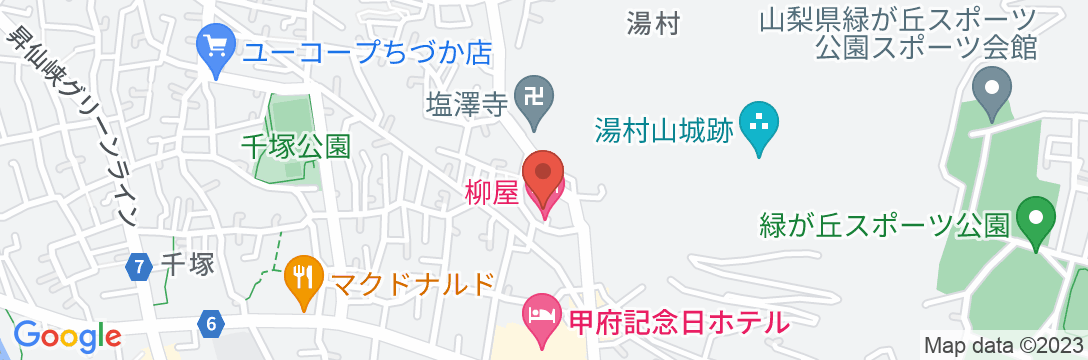 甲州湯村温泉 柳屋の地図