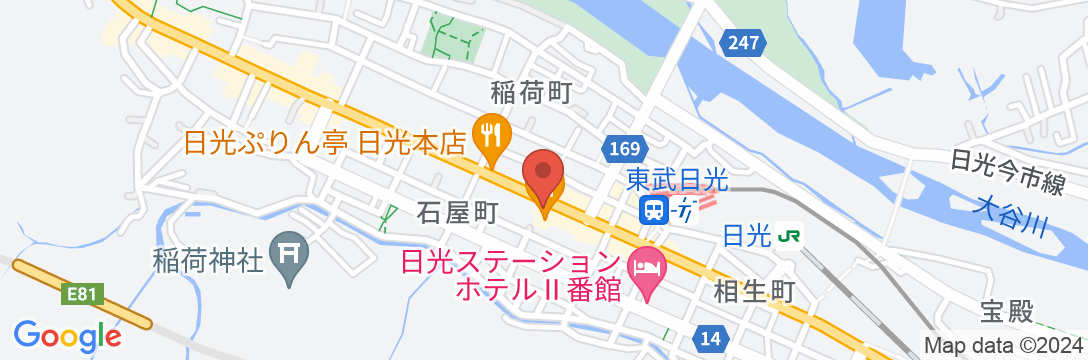 ホテルファミテック日光駅前の地図