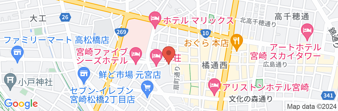 青島温泉(美人の湯)&サウナ完備の宿 宮崎ライオンズホテルの地図