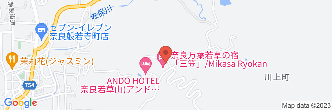 奈良 万葉若草の宿 三笠の地図