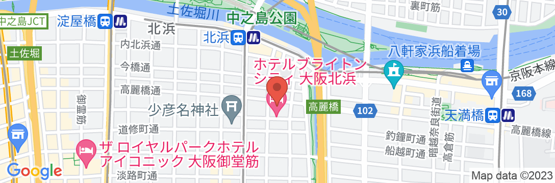 天然温泉 水都の湯 ドーミーインPREMIUM大阪北浜(ドーミーイン・御宿野乃 ホテルズグループ)の地図