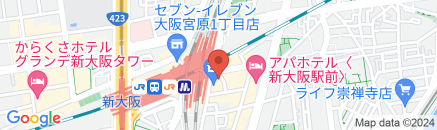 ナインアワーズ新大阪駅の地図