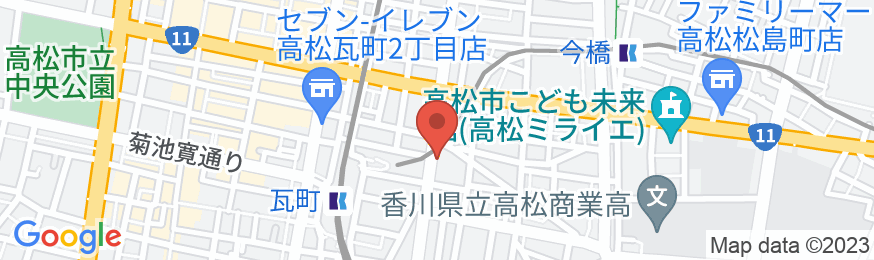 TRAVEL&BOOK HOTEL HULATON CABIN TAKAMATSUの地図