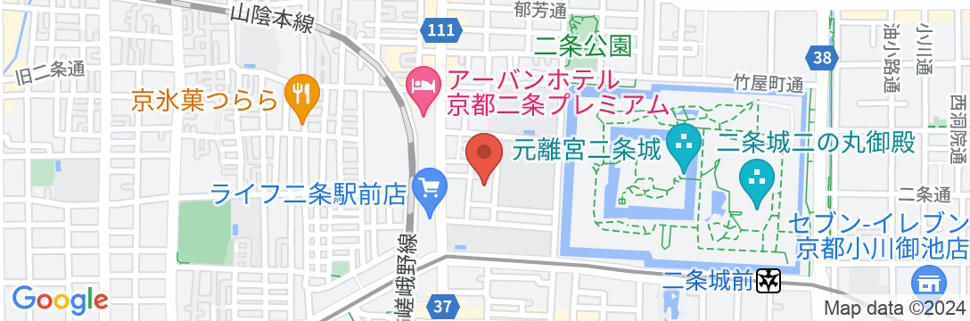 JAPANING HOTEL 二条城朱雀の地図