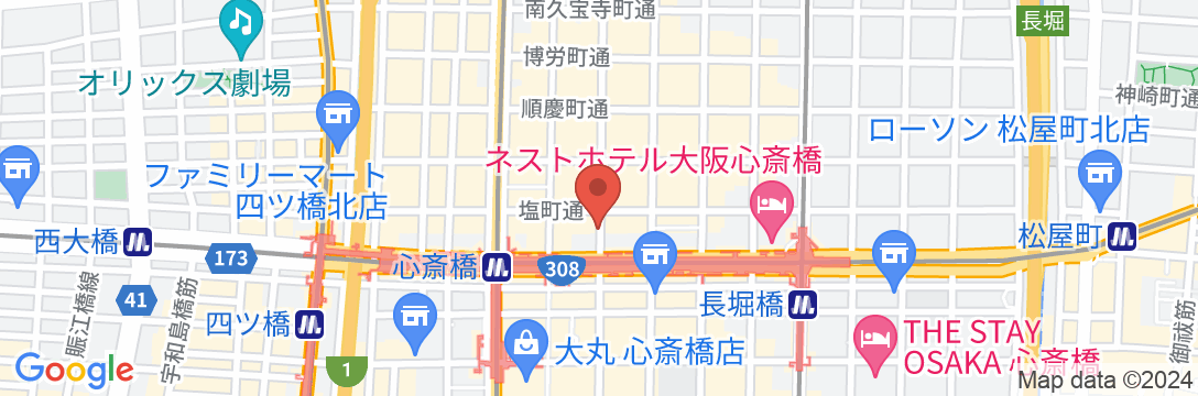 変なホテル大阪 心斎橋の地図