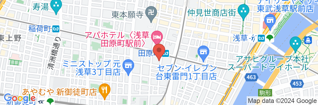 地下鉄銀座線田原町駅(駅内にはエレベーターあり)から徒歩約1/民泊【Vacation STAY提供】の地図