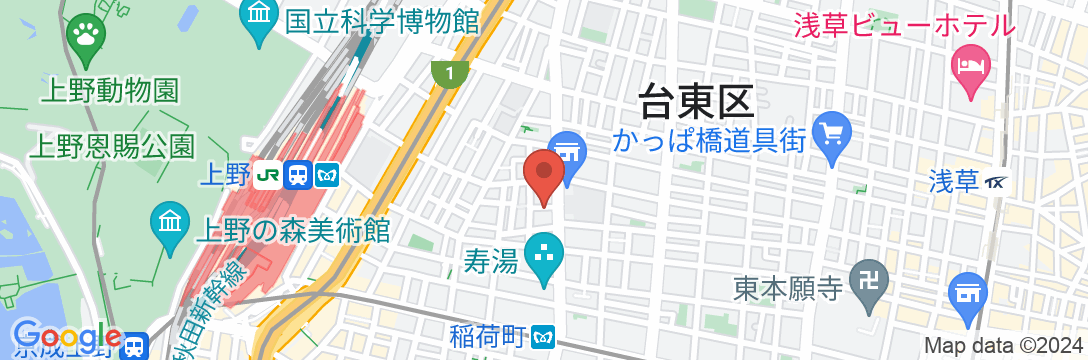 アパホテル〈上野 稲荷町駅北〉(全室禁煙)の地図