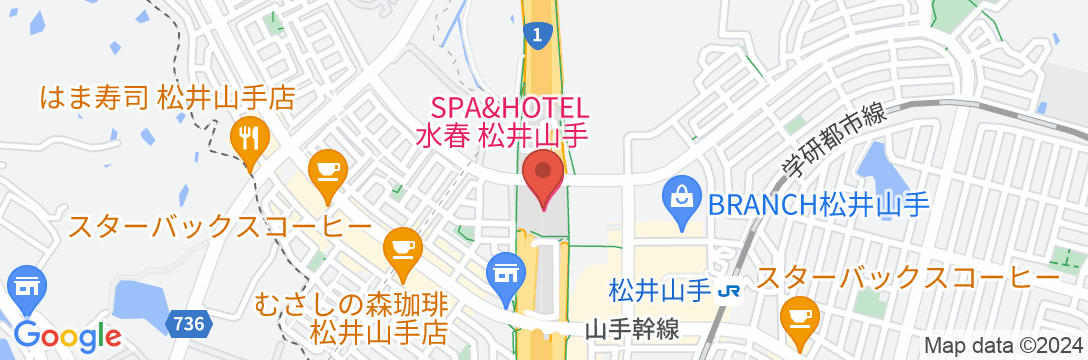 SPA&HOTEL水春 松井山手の地図