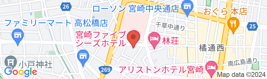 宮崎ファイブシーズホテルの地図