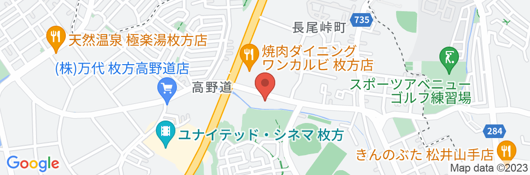 ファミリーロッジ旅籠屋・大阪枚方店の地図