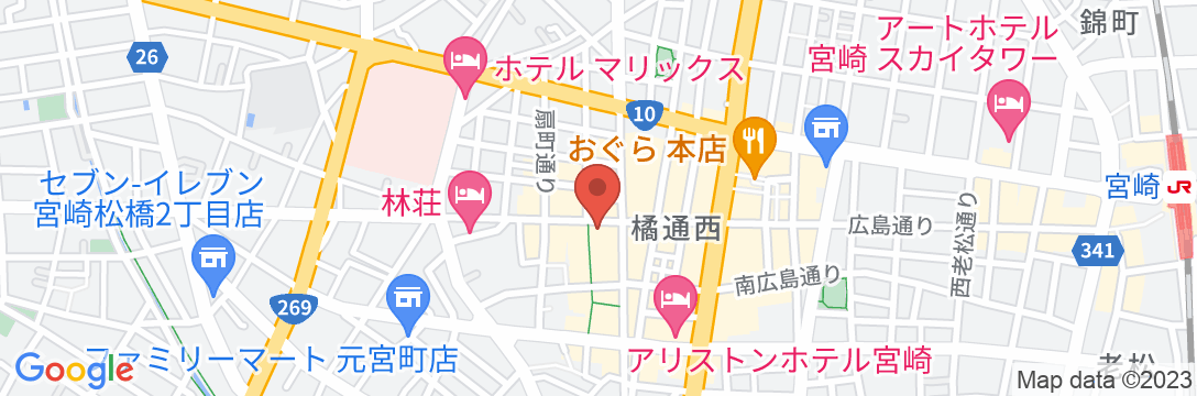 天然温泉 ひなたの湯 スーパーホテルPremier宮崎一番街の地図