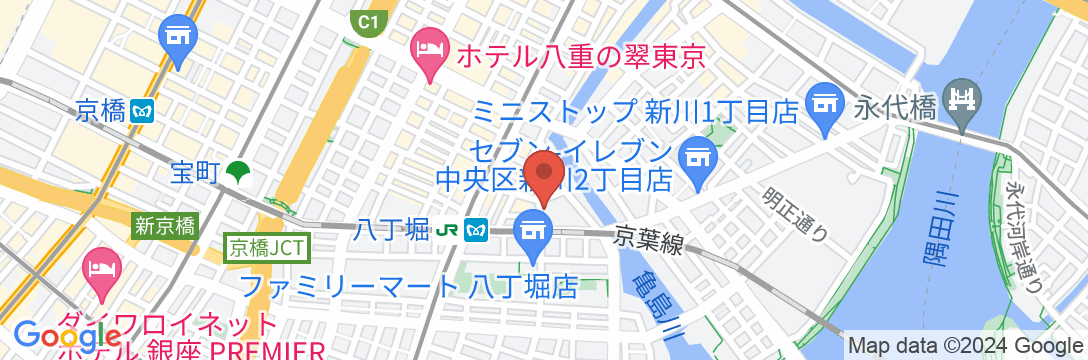 イチホテル東京八丁堀の地図